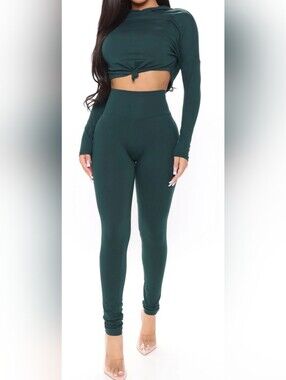 High-Waist Forest Green Active Leggings Set